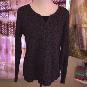 Grey/black cheetah print longjohn long-sleeved